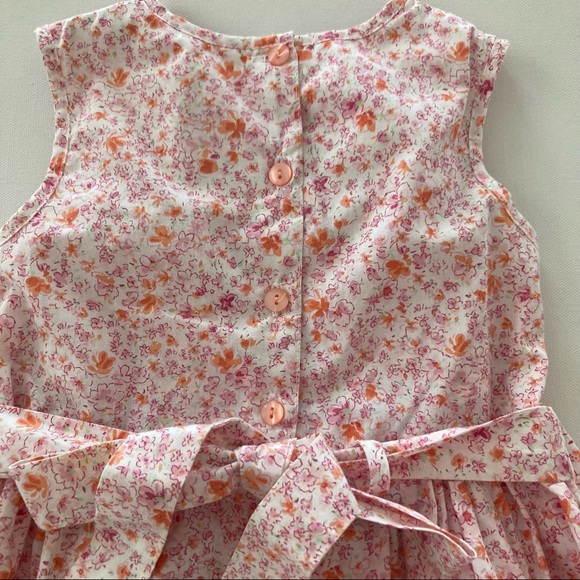 Vintage Girls 4 Floral Smocked Dress Spring Summer Easter Pink - Picture 8 of 11